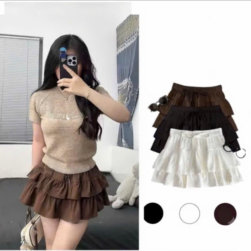 (Mở bán mẫu mới)Chân váy 2 tầng lưng thun có quần bảo hộ xinh xắn chất lụa mát(hình thật)video thật dưới