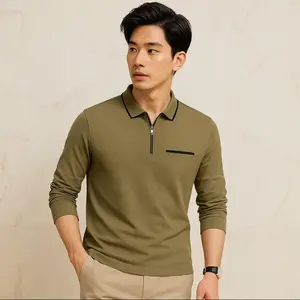 Kaos Polo Pria Keren Lengan Panjang zipper pria  - Polo Shirt Pria Lengan Panjang Premium Distro