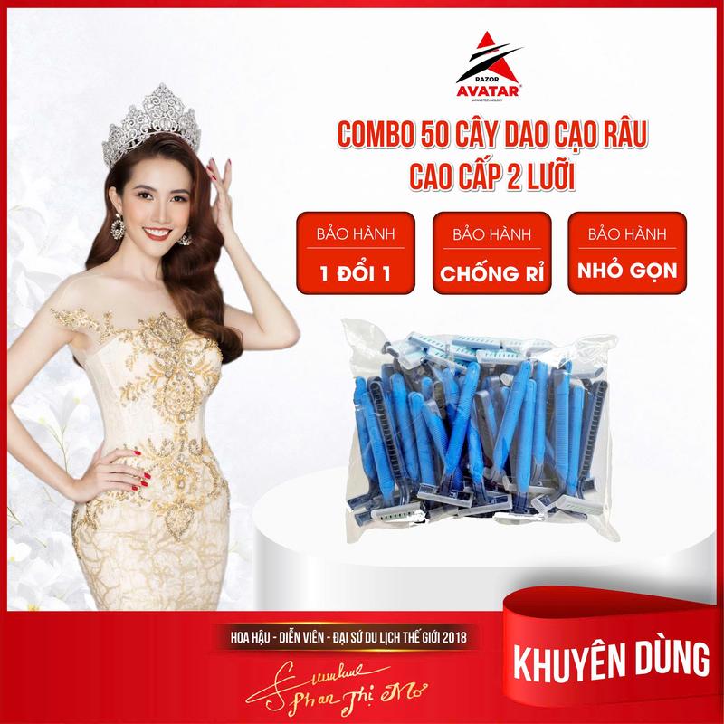 Avatar Combo 50 Cây Dao Cạo Râu Cao Cấp 2 Lưỡi Có Dải Bôi Trơn Cán Cao Su êm Ái Dùng Cho Nhà Hàng Khách Sạn Cạo Râu