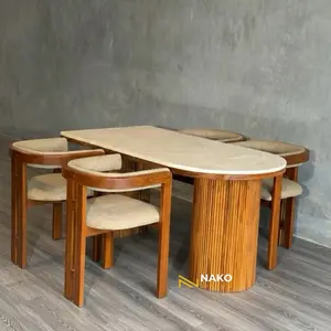 Meja makan set 4 kursi / meja makan marmer / meja makan minimalis / meja makan scandinavian / meja kursi cafe / mejamakan modern