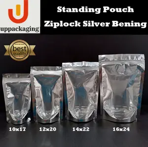 Kemasan Makanan Kemasan Snack Standing Pouch kombinasi Silver Metalize Ziplock Full Window Kemasan