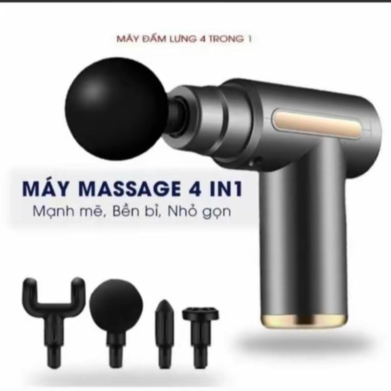 Máy Massage Cầm Tay Mini, Massage Cầm Tay Mini Toàn Thân 4 Đầu 6 Cấp Độ Chuyên Sâu Đa Năng