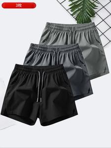 メンズソリッドドローストリングウエストトラックショーツ、夏のためのカジュアルな通気性弾性ウエストポケットショーツ、毎日の着用のためのメンズボトムス