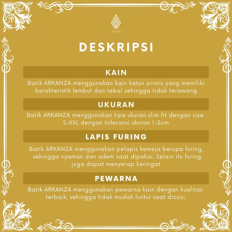 KEMEJA BATIK ARKANZA ADITYA NAGA LENGAN PANJANG DAN PENDEK Lapis Furing Slimfit Katun 2
