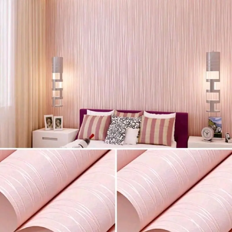 PROMO 1 PAKET isi 4 pcs Wallpaper Sticker Dinding Kamar Motif Salur Salur Gelombang & Salur Kecil Warna Abu Silver Putih Daun Pink Daun Pink Salur Putih Salur Biru Salur Krem Salur Kertas Bahan PVC 5