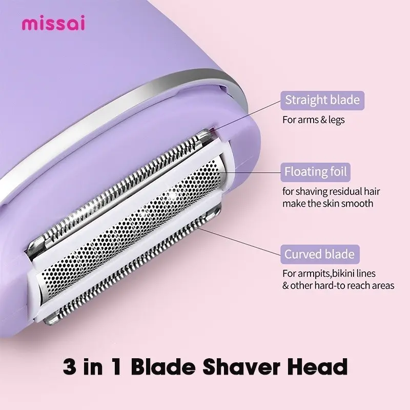 MISSAI Alat Mencukur Mini Listrik Pencukur Bulu Ketiak Wanita / Mini Lady Shaver / Tanpa Rasa Sakit Pencukur Rambut / Alat Pencukur Bulu Kemaluan Epilator BD03 3