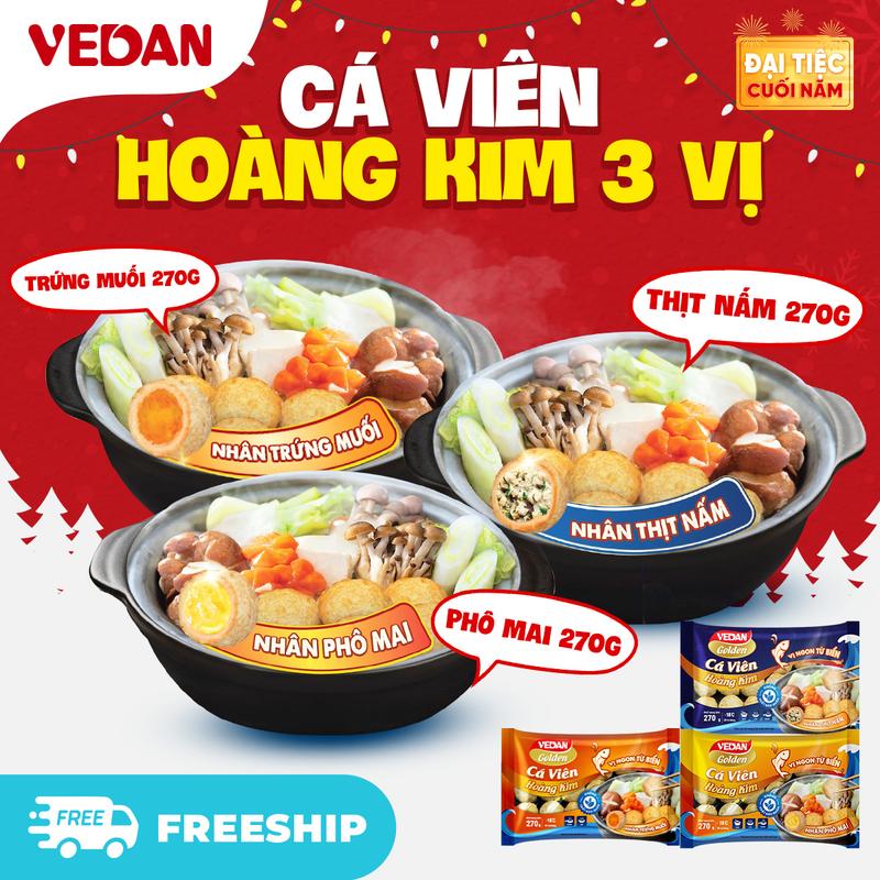  Cá Viên Hoàng Kim VEDAN Nhân TRỨNG MUỐI THỊT NẤM PHÔ MAI – Vị Ngon Từ Cá Đổng Cao Cấp 