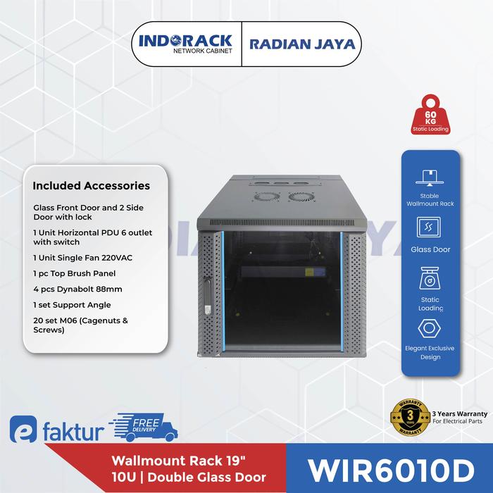 Gambar Wallmount Rack INDORACK WIR6010D Double Door Rak 10U Depth 600mm dari RADIAN JAYA Kota Administrasi Jakarta Utara Tokopedia