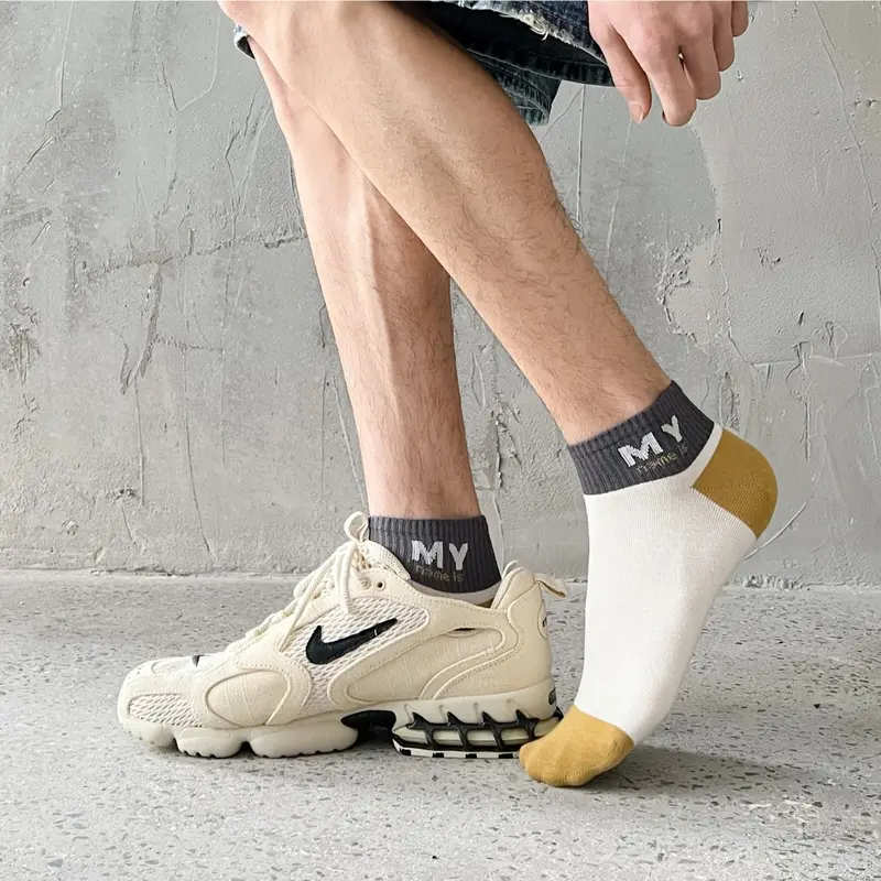 ELBER KS146 Kaos Kaki Cowok Pendek Unisex Motif Garis Polos Semata Kaus Kaki Socks Korean Fashion Y1804 2