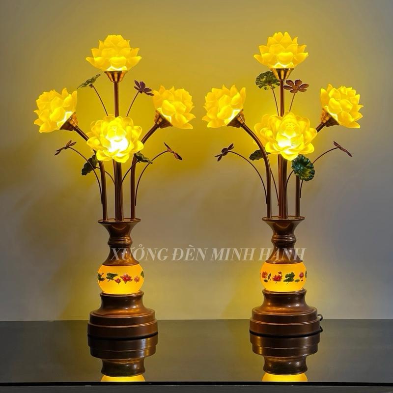 Đèn Thờ 5 Bông Hoa Sen Mã B1 B2 B3 - Cao ~63,72,80cm Giá 1 Đôi | Tặng LED Dự Phòng | Minh Hạnh Chỉ Bán Hàng Loại 1