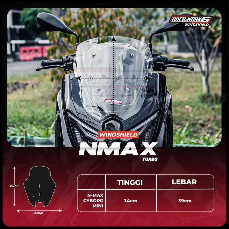 Docilworks - Visor Windshield STANDAR CYBORG MINI CEPER NMAX TURBO NEO NEO S 2