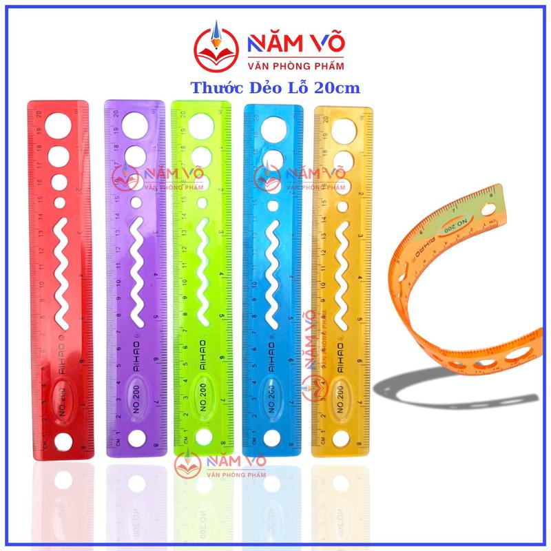   THƯỚC LỖ 20CM  COMBO 2 Cây  10 Cây Thước Kẻ   Thước Dẻo Lỗ Màu 20CM Aihao No.200 Không Bị Phai Số Nhiều Màu  Màu Ngẫu Nhiên  
