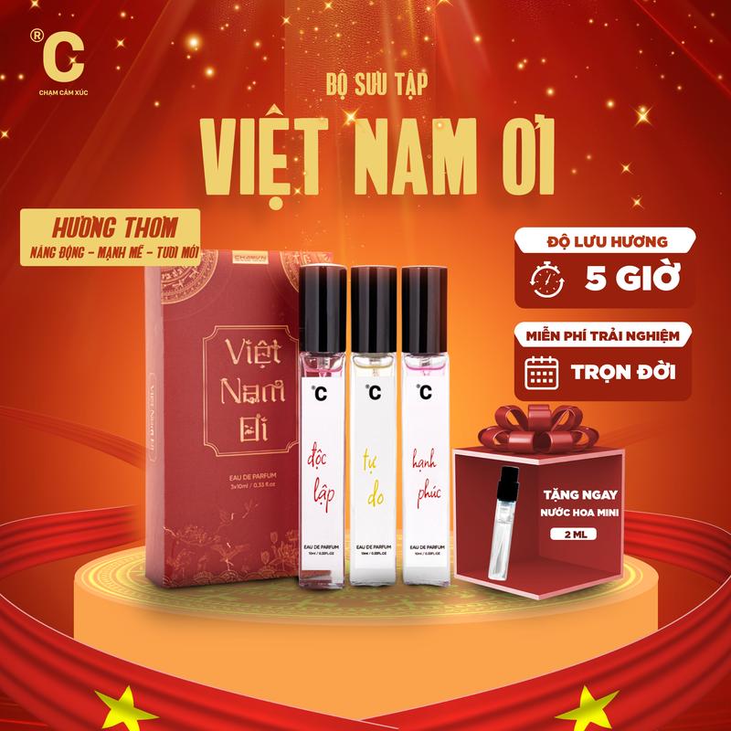 CHAMVN - Bộ sưu tập nước hoa Việt Nam Ơi - 3 mùi Độc lập - Tự do - Hạnh phúc hương thơm Độc đáo Mạnh mẽ Tươi mới Thanh mát Perfume Xịt Thơm Cosmetic Mỹ Phẩm Trà