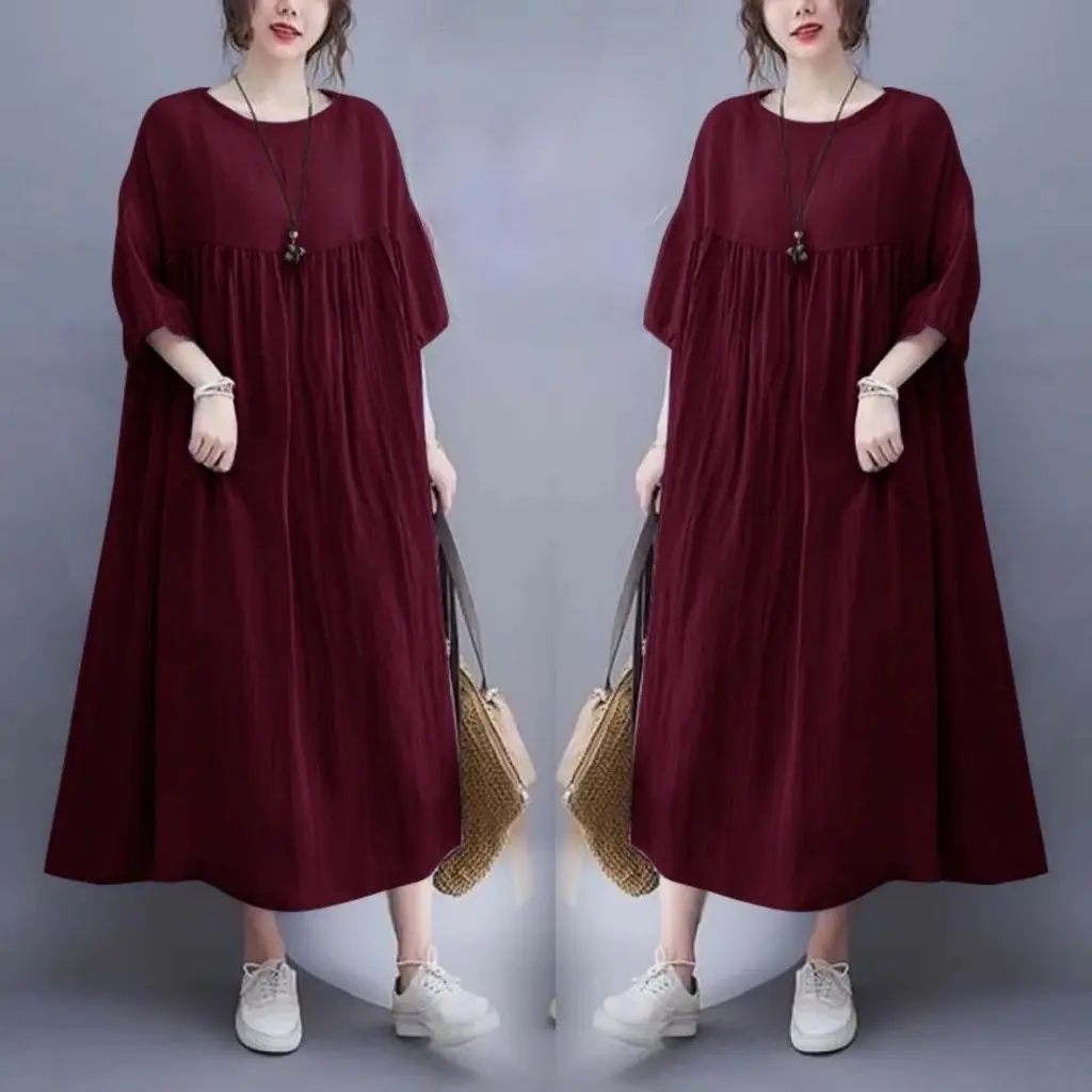 Davina Dress Jumbo Rayon remium lengan karet 7/4 dress midi oversize korean style Casual Wanita Nyaman Basic Katun Gaun Panjang Formal Davina Dress Jumbo Rayon remium lengan karet 7/4 dress midi oversize korean style Casual Wanita Nyaman Basic Katun Gaun Panjang Formal