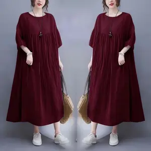 Davina Dress Jumbo Rayon remium lengan karet 7/4 dress midi oversize korean style Casual Wanita Nyaman