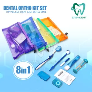 Sikat Gigi Travel Set Dental Ortho Kit Paket Sikat Gigi Behel 8in1 Pouch Jaring