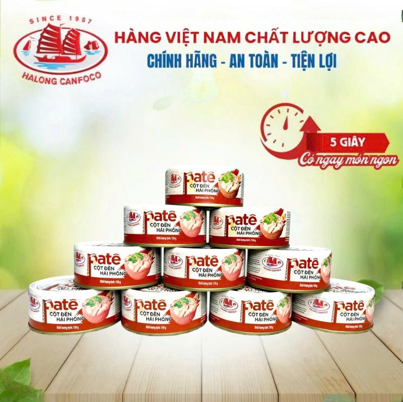   HỘP TO  COMBO 10 Hộp Pate Cột Đèn Hải Phòng 150G - Đồ Hộp Hạ Long. Ăn liền với bánh mỳ cơm xôi đều ngon dùng cho người lớn và trẻ em đều được. - Tiện lợi đi du lịch picnic 