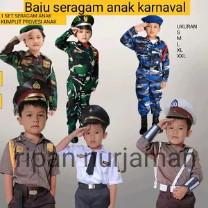 !! 1 SET KOSTUM ANAK LAKI LAKI DAN PERMEMPUAN POLISI DAN TNI HARGA GLOSIR BISA COD!!!