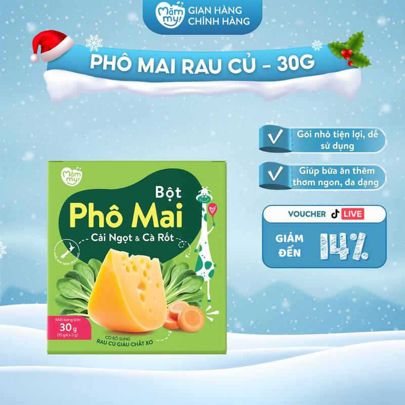 Hộp Bột Phô Mai Rau Củ MĂMMY Vị Cải Ngọt Cà Rốt Bí Đỏ Bông Cải Cải Xoăn Cà Rốt Dạng Bột Rắc Cơm Nui Cháo Cho Bé Từ 6 Tháng 3gr x 10
