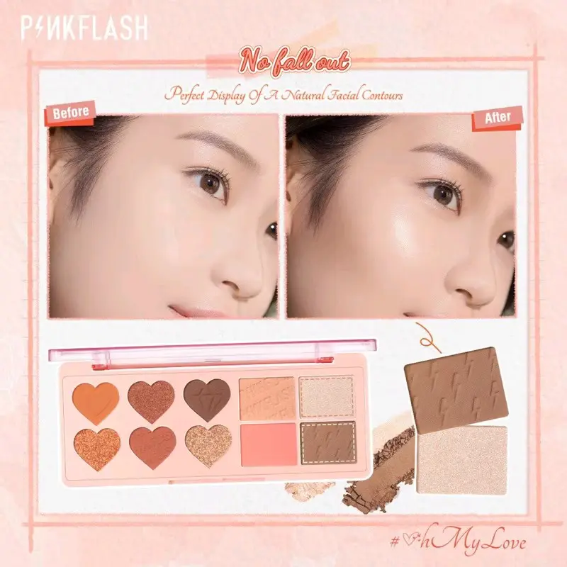 PINKFLASH Oh MyLove 4in1 Multiple Face Palette Eyeshadow, Blush, Highlighter & Contour 7