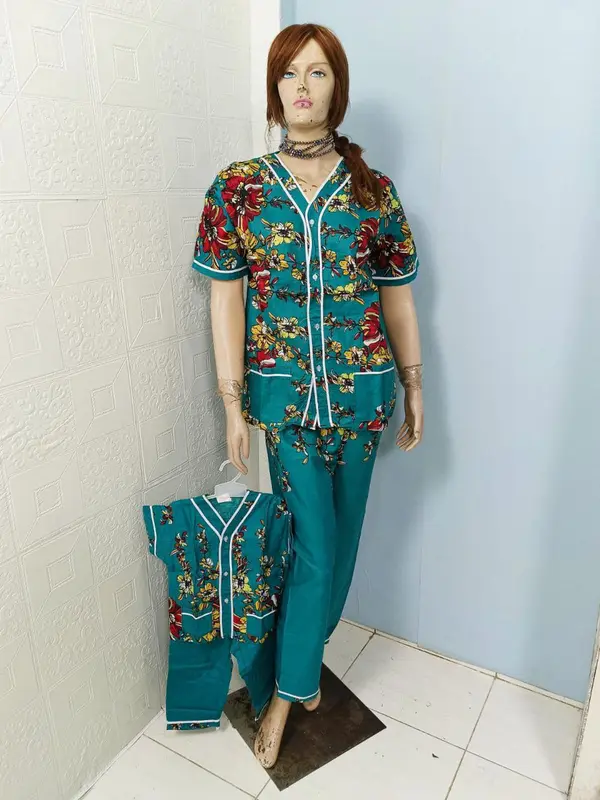 PIAMA CP BAJU TIDUR BATIK BAGAN SIAPI API BAHAN KATUN MOTIF BUNGA UK 3,M,L,XL 3