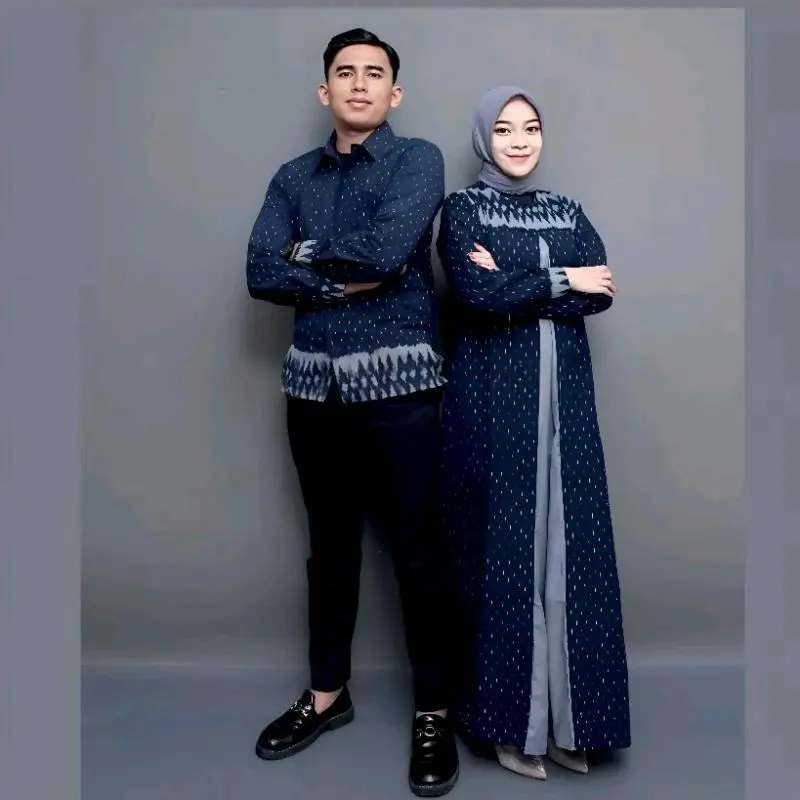gamis tenun raya midnight blue preeweeding 0