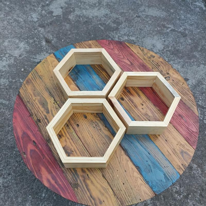 rak hexagonal kayu jati belanda diameter 18cm - Shop | Tokopedia