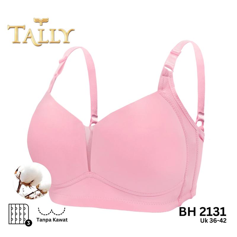 TALLY BH 2131 Bra Wanita / Cewek Tanpa Kawat Busa Tipis Bahan Katun CUP C Kait 3 Bra Harian Fashionable Dewasa / Remaja Tidak ber Motif 2