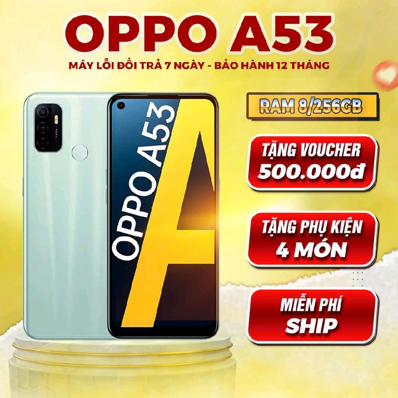 2ND HAND Điện Thoại Oppo A53 Ram 8 256Gb Loa Kép To Sóng Khỏe ,Pin 5000MAh ,2xim 2 sóng chiến mọi Game Mạnh ,Kết nối WiFi 5G Phụ kiện Gồm Sạc Cáp Ốp Lưng ,Bảo Hành 1 năm ,ĐẸP KHÔNG TRẦY XƯỚC