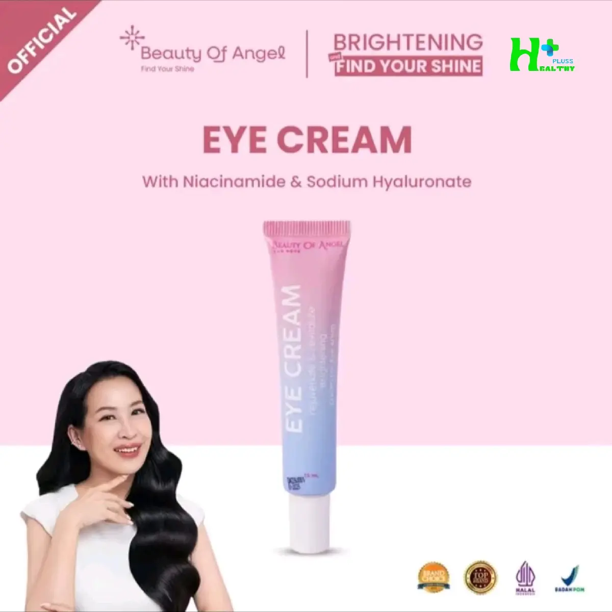 Beauty of Angel - Eye Cream - Brightening Eye Cream | Menyamarkan Kerutan dan Mencerahkan Kulit Area Mata | Mencerahkan Kantung Mata - 15ml Extract Niacinamide Perawatan Facial Wajah Facial Treatment Wajah Extract Niacinamide serum