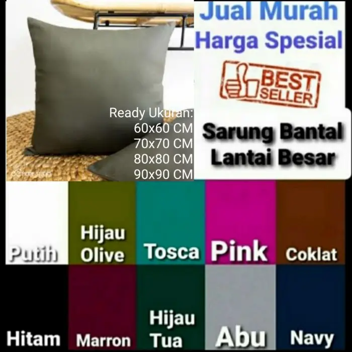 Super ⁉️ Sarung Bantal Lantai Jumbo 60X60, 70X70, 80X80, 90X90 Katun Micro