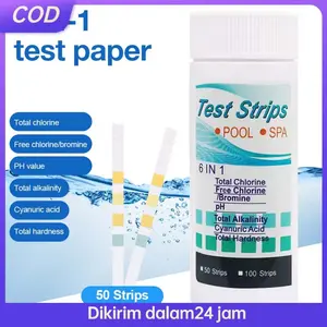 50 Barang 6in1 Ph Test Kit Alat Tes Ph Air Alat Tes Ph Serbaguna Kertas Ph Meter