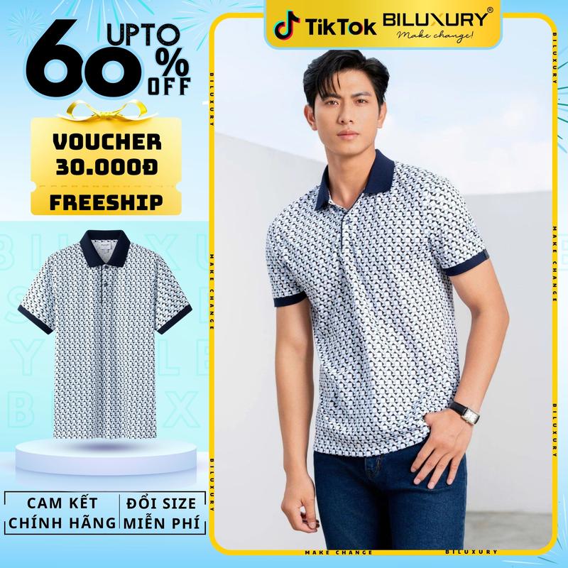 [SALE TRONG THÁNG] Áo Polo Biluxury Cao Cấp Họa Tiết 8APCH430 Thiết Kế Sang Trọng Chống Nhăn Mềm Mại Kháng Khuẩn Nam Menswear Shirt Có Cổ