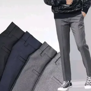 Celana Kantor Formal Pria Slimfit Premium Hitam Panjang Kerja Kain Lembut Nyaman Katun - Bahan Wool Tidak Mudah Berbulu - Navy, Abu, Chino