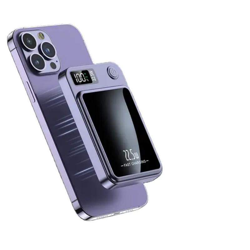 1 PC Ngân hàng điện không dây từ tính, 22,5 W, 5000mAh, sạc nhanh cho iphone 2