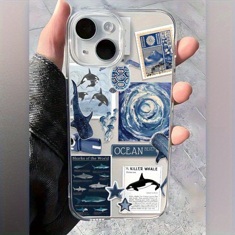 Vỏ điện thoại: Xanh da trời Whale Shark Loop Pattern Clear Phone Case với lỗ…