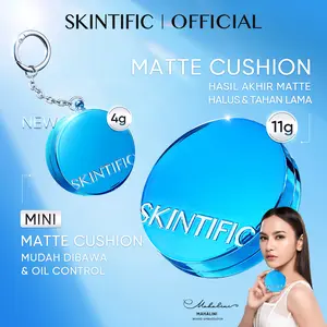 【New】SKINTIFIC Velvet Matte Cushion 4g/11g  Poreless Full Coverage Foundation BB CC Cushion | Oil Control, Waterproof, Sweatproof, Flawless Makeup Bedak Padat untuk Kulit Berminyak & Kering Wajah