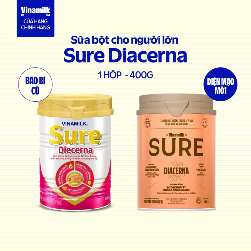  Hộp Sữa bột Dành cho người tiểu đường Vinamilk Sure Diacerna - Hộp thiếc 400g 