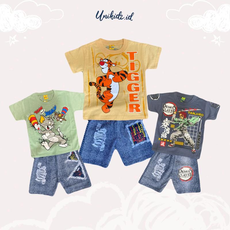 Unikidz 05 | 3 Setelan Anak Laki-Laki dari Bahan Cotton Combed dengan Motif dan Warna Acak - Fashion, Baju 5