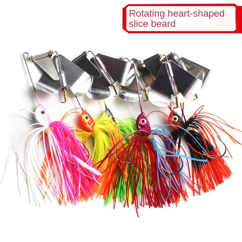 Product Introduction of Lure Fake Fish Husky Heart-Shaped Rotating Sequins Lure 14.7G 5 Colors Tassel Hangings Soft Bait 13