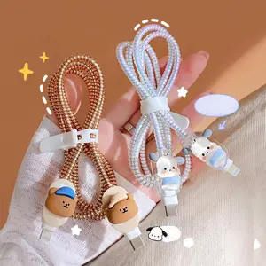 1 Set 4 item Pelindung Kabel Charger Kabel Data Kawat Kabel Data HP Untuk Iphone Samsung Realme Xiaomi Oppo Huawei Android Universal Motif Kartun Lucu SM365-SM405