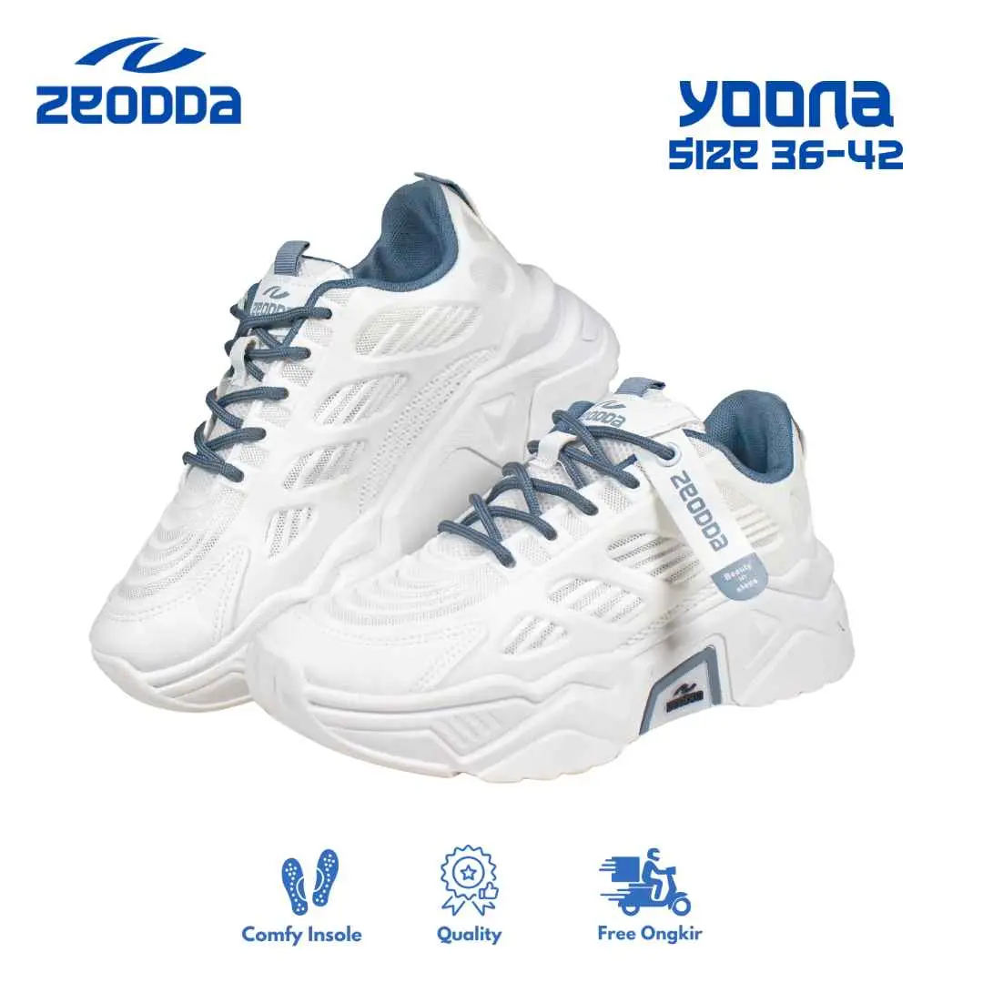 Zeodda Yoona Flash Sale Sepatu Sneakers Wanita Casual Shoes Olahraga Black Pink Karet 1031