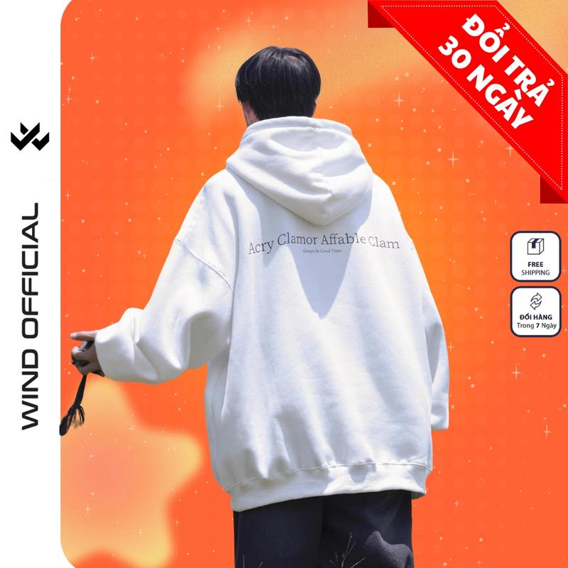 Áo hoodie form rộng WIND ACRY Clothing Unisex thời trang nam nữ oversize Menswear Dài Tay Tay Dài Có Túi