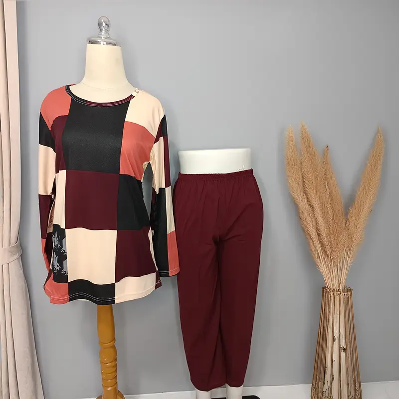 Jenea - Setelan Wanita Kiaria Terbaru Lengan Panjang Motif Kotak One Set Nyaman Kekinian 2