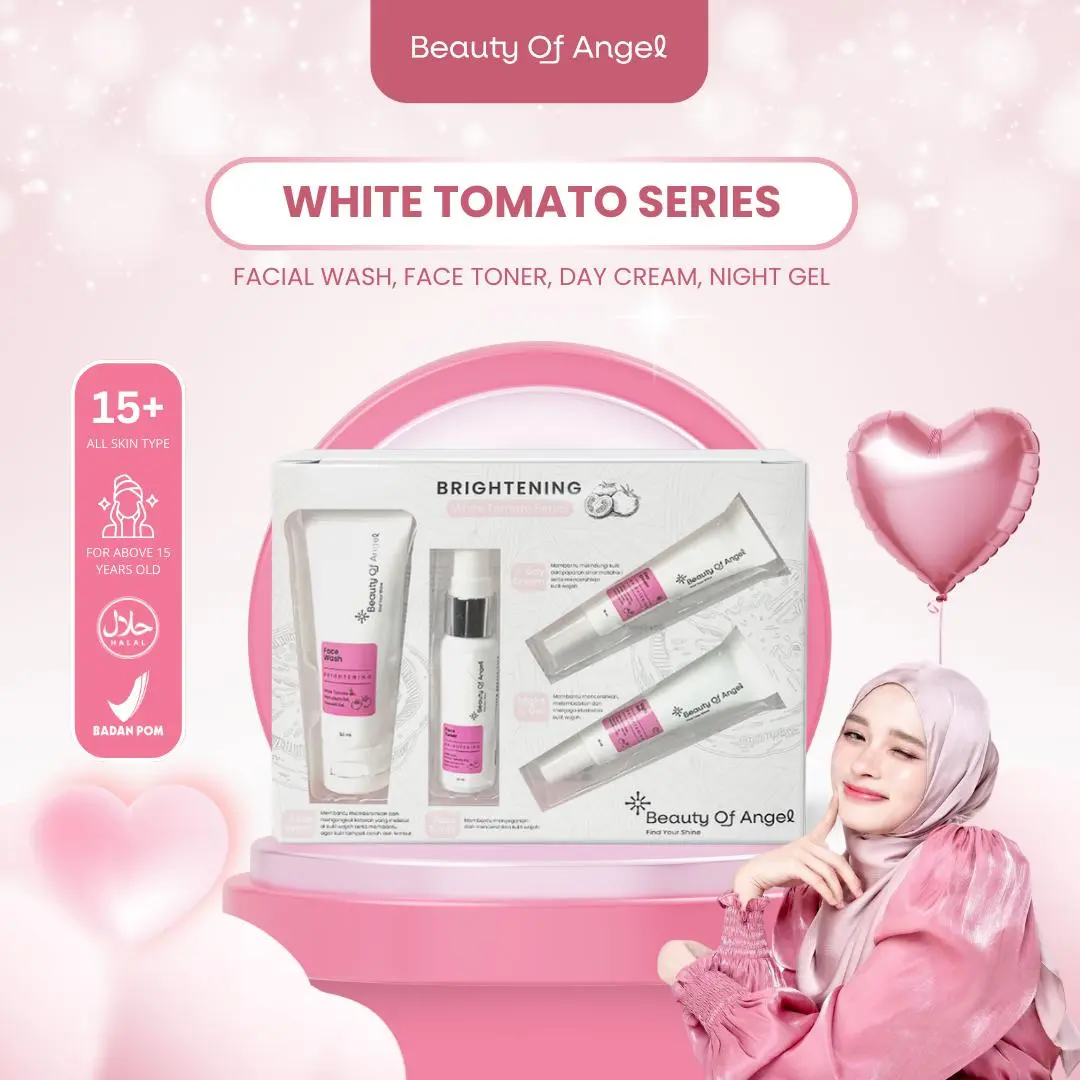 [BISA COD] Beauty of Angel Premium Brightening White Tomato Series 4in1 Paket perawatan skincare rutin Premium dengan white tomato extract Mencerahkan Melembabkan Mencegah jerawat Komedo Masker