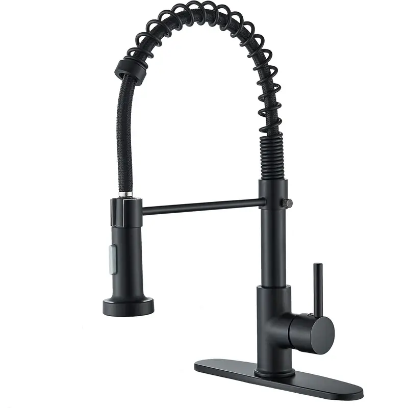 Llave Mezcladora Para Fregadero Cocina Negro Mate Monomando Retráctil Grifo Industrial Tarja Cuello Ganso Rociador Extraíble Moderna Elegante Alta Presión Cocina Integral Restaurante - Foto 1