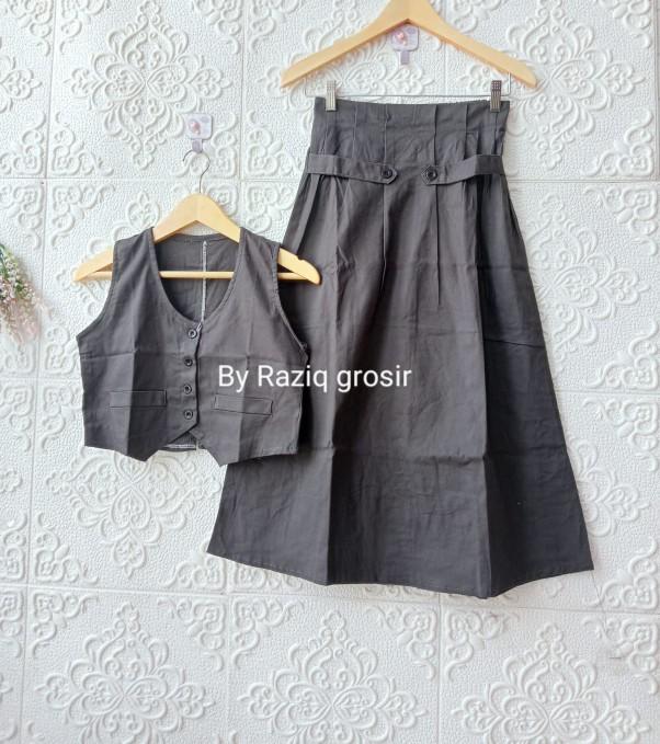 Product Introduction of Setelan Anak Peremuan Eva Vest + Rok Polos Fashion 7