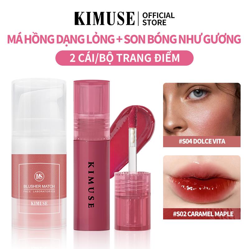 Phấn Đánh Dạng Lỏng, KIMUSE, 2 Cái / Bộ, Lâu Trôi, Không Thấm Nước, Son Môi tráng Gương, Dưỡng Ẩm, Son Kem Toot, Bộ Trang Điểm 9 Màu Tùy Chọn