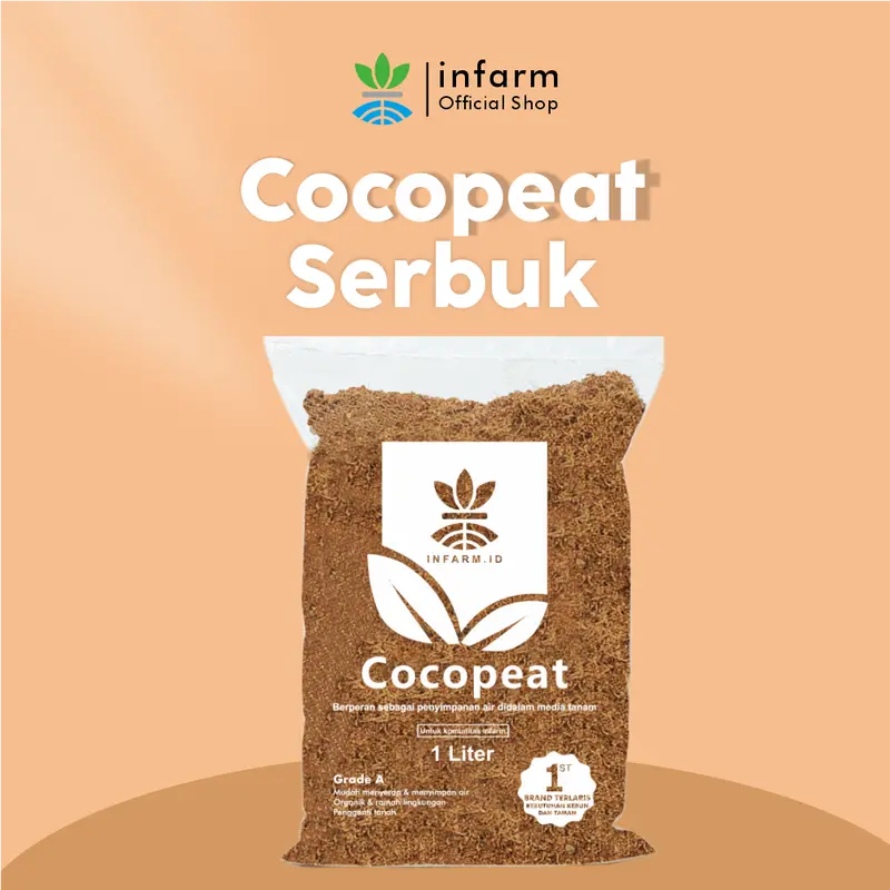 Cocopeat Media Tanam Untuk Tanah 1 liter Infarm Serbuk Sabut Kelapa 1