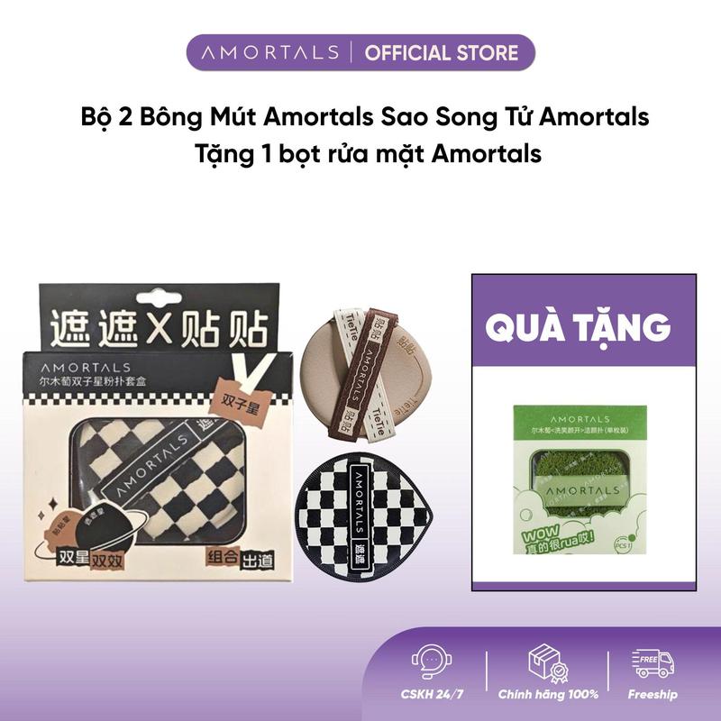 Combo Bông mút song tử + 1 mút rửa mặt Amortals